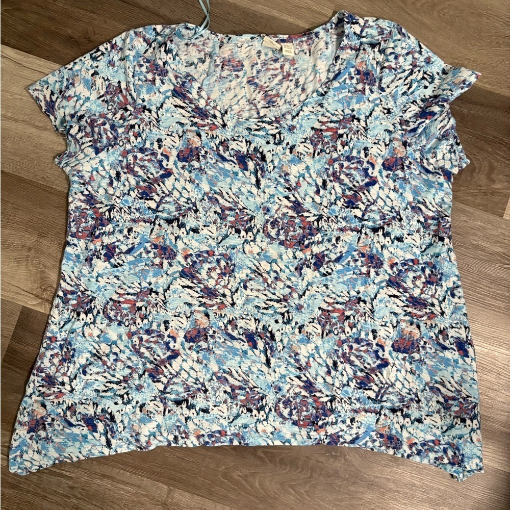 Pink and White Boxy Tee with Short Sleeves